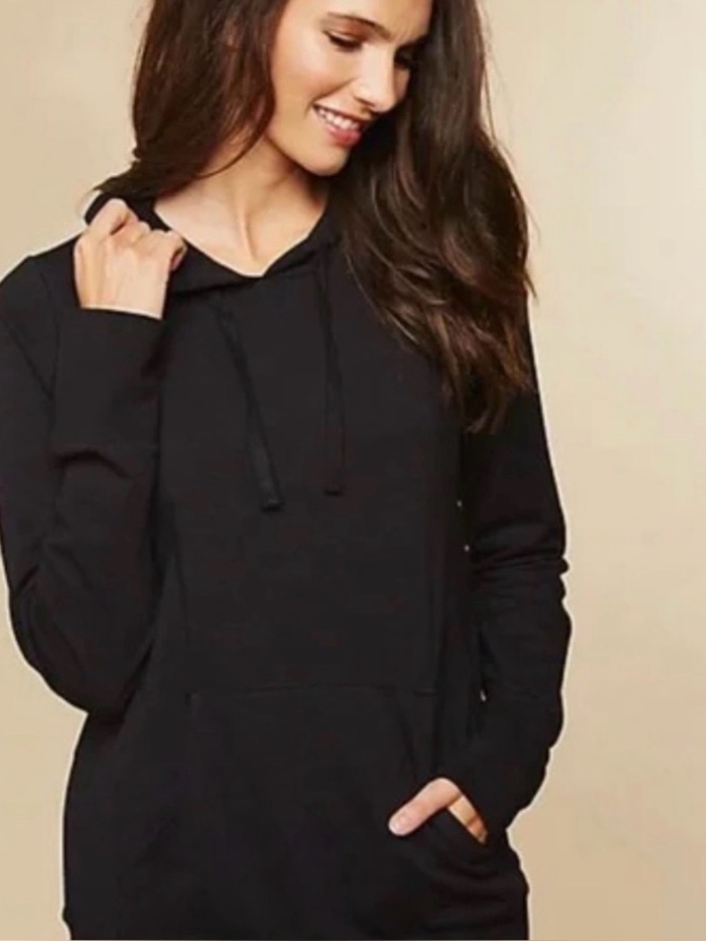 Motherhood maternity Women’s Nursing Black Hooded Pullover Sweatshirt size Large - Picture 3 of 11